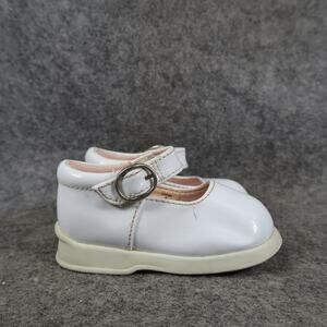 Baby Dress Shoes Mary Jane White Patent Closed Toe Classic Hook N Loop Straps